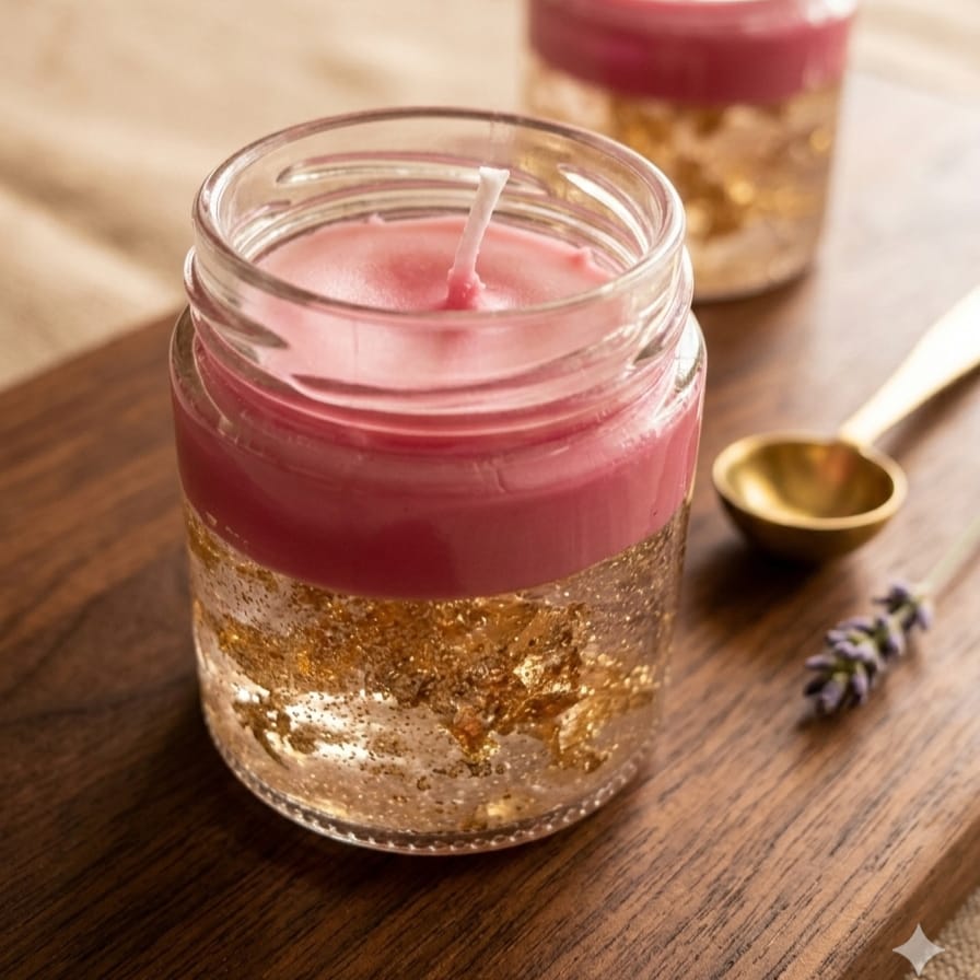 Golden flexed candle  – Handcrafted scented candle by Shilpo O Soul